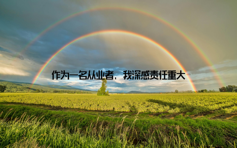 作为一名从业者, 我深感责任重大