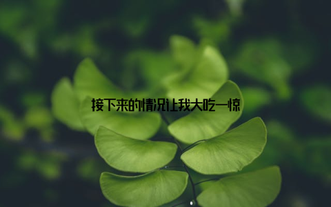 接下来的情况让我大吃一惊