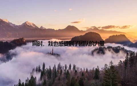 同时, 我也感受到了团队的力量