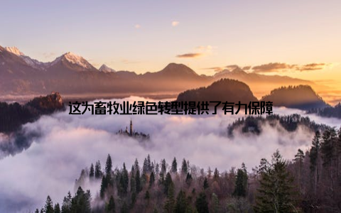 这为畜牧业绿色转型提供了有力保障