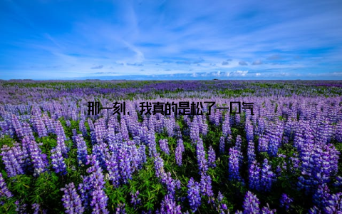 那一刻, 我真的是松了一口气