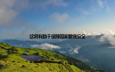 这将有助于保障国家粮食安全