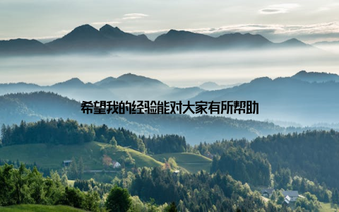 希望我的经验能对大家有所帮助