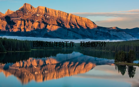 回顾这些年的工作, 我感慨万分