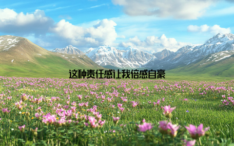 这种责任感让我倍感自豪