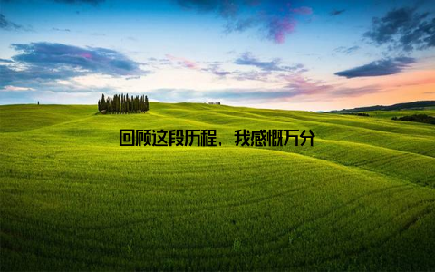 回顾这段历程, 我感慨万分