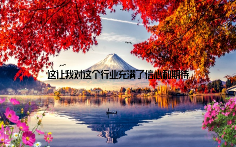 这让我对这个行业充满了信心和期待